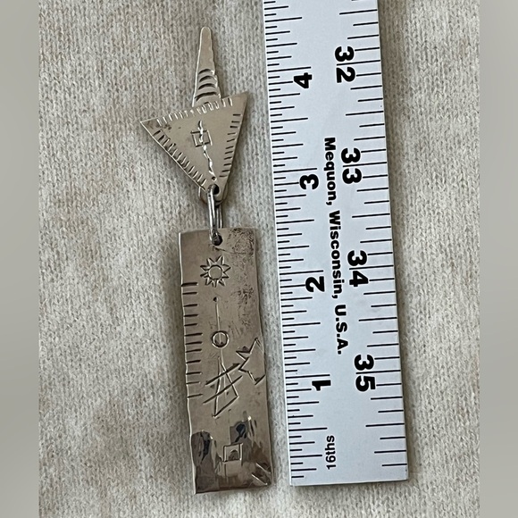 925 Sterling Silver Vintage 80’s Mexico Pin Brooch Native American Rectangle - Picture 10 of 11